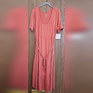 Isabel Maternity, Tiered midi dress, Coral, New w tags